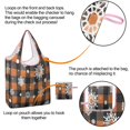 thumbnail image 4 of 5 Pack Foldable Shopping Bag,Orange and Black Plaid Christmas Snowflake Pattern Reusable Grocery Bags with Pockets,Large Reusable Tote Bags with Handles Waterproof & Lightweight, 4 of 6