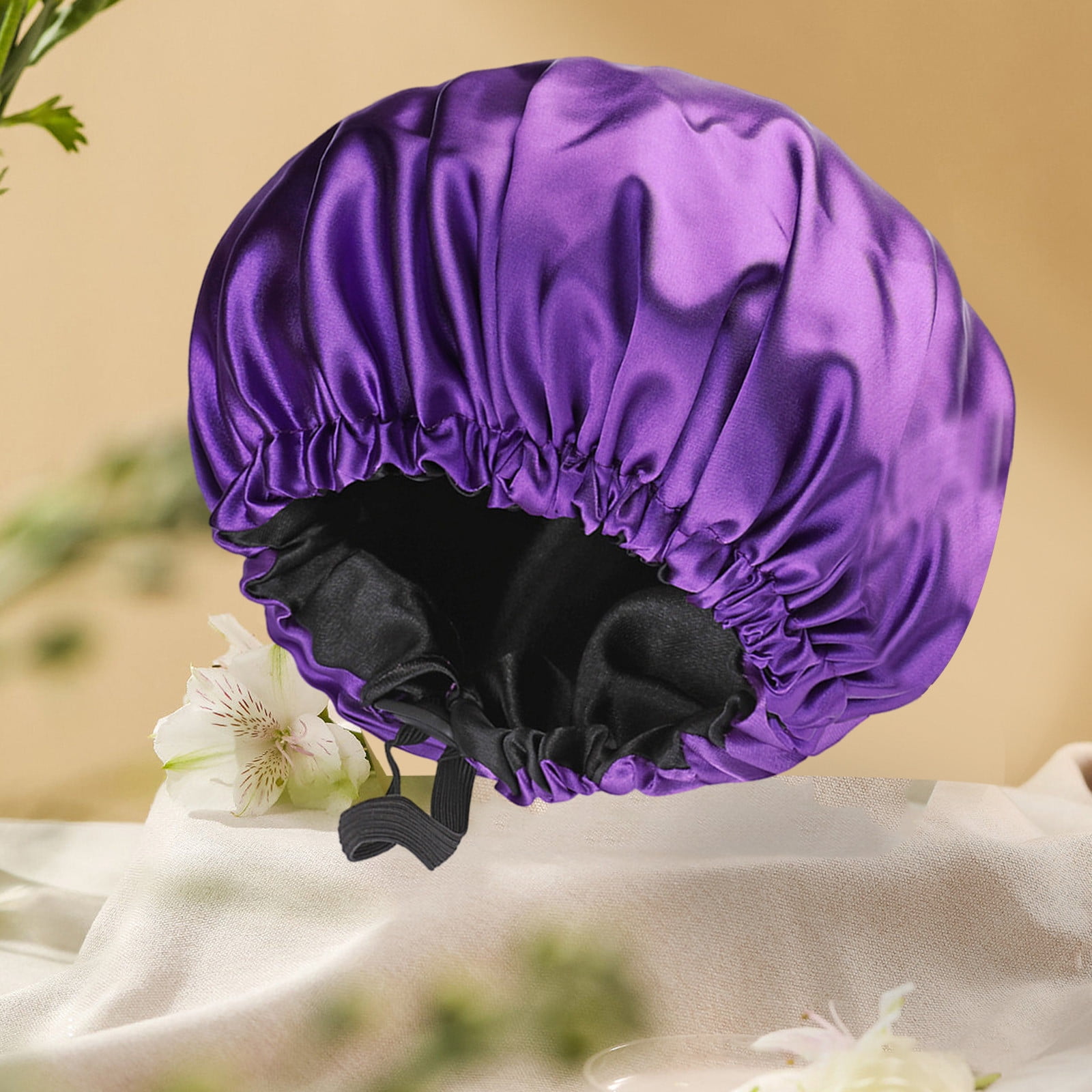 Weloille Reversible Silk Satin Cap For Sleeping, Adaptable Button Silk Satin Hair Cap, Fashionable Double Layer Hair Cap