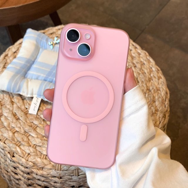 Ultra Thin Matte Magnetic Wireless Charge Clear Case For iPhone 16 15 14 Plus 13 12 Pro Max For Magsafe Shockproof Hard PC Cover Pink For iPhone 16