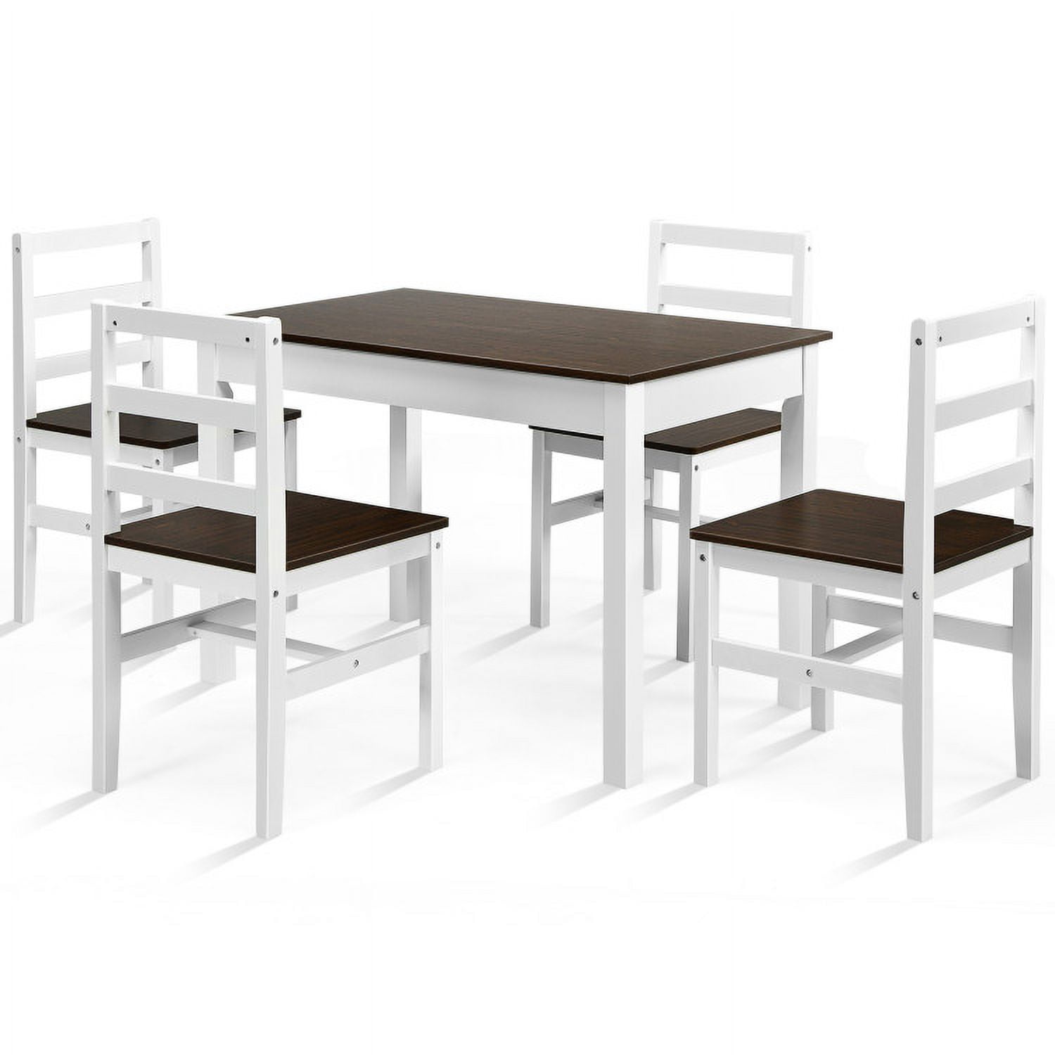 Finihen Dining Set, Dining Table Set, 5 Pieces Solid Wood Compact Kitchen, for Home, Restaurant, Walnut Finihen Dining Set, Dining Table Set, 5 Pieces Solid Wood Compact Kitchen, for Home, Restaurant, Walnut