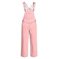 thumbnail image 3 of Bainana Plain Suspender Pants For Girls Adjustable Straps Straight Leg Twill Trousers Youth Kids Breathable Casual Overalls Pants Size 5-6 Years Pink, 3 of 6