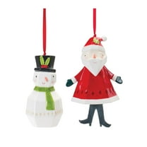 Melrose International LLC Santa and Snowman Ornament (Set of 6) 4.75"H, 6"H Dolomite