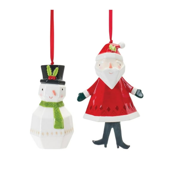 Melrose International LLC Santa and Snowman Ornament (Set of 6) 4.75"H, 6"H Dolomite