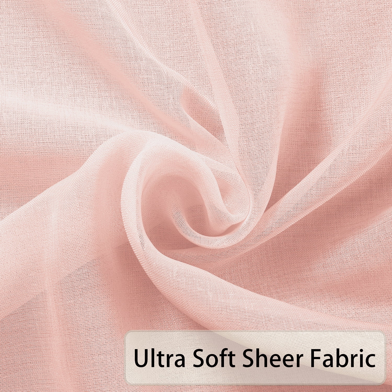XWZO Pink Sheer Curtains 2 Panels for Girls Room, Faux Linen Semi Voile Gradient Grommet Curtains for Bedroom, Modern Living Room Window Curtain Panels, 52 x 84 Inch, Blush