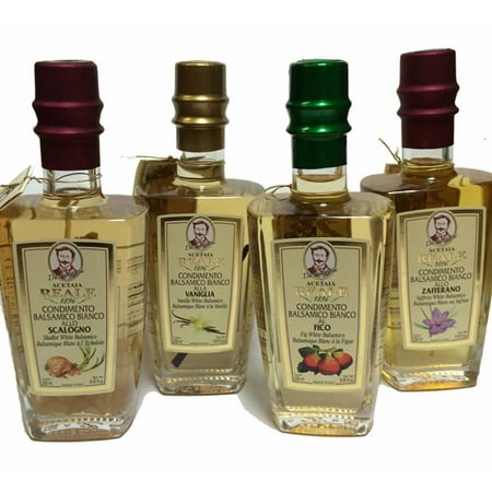 Acetaia Reale Shallot 4 Year Aged White Balsamic Vinegar - 8.5 fl oz (250mL) Italian Acetified White Grape Must Vinegar and