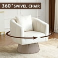 thumbnail image 2 of Ktaxon 360° Swivel Accent Armchair Velvet Upholstered Club Chair, Pumpkin Shape Sofa Corner Barrel Chair Off White, 2 of 8