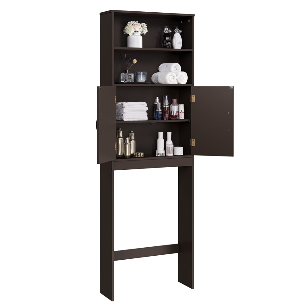 Yaheetech Over-the-Toilet Storage w/ Cabinet & 2 Open Shelves, Espresso