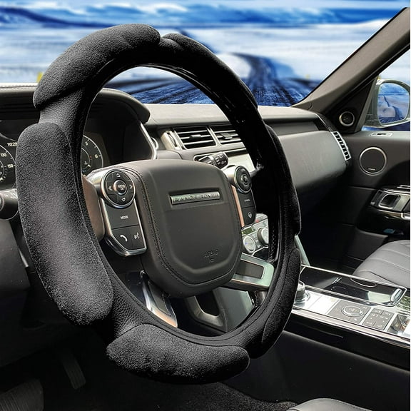 T-Rex Steering Wheel Cover, Black, Fake Leather with Memory Foam Cushions