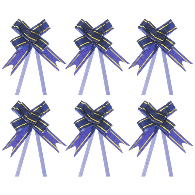 Unique Bargains 8' Pull Bows Gift Wrapping Pull Bow Gold Thread Style Baskets Present Bows Knot Ribbon Dark Blue 100 Pcs