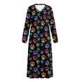 thumbnail image 5 of Tutolipy Dog Paw Printed Nightgowns for Women V Neck Sleepwear Long Sleeve Nightshirts Full Length Loungewear for Home, 4XL, 5 of 7