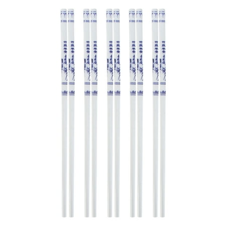 

5 Pairs Blue and White Porcelain Chopsticks Ceramic Long Chopsticks Chinese Tableware for Home Restaurant (Random Pattern)