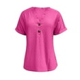 thumbnail image 4 of Wycnly Summer Tops for Women T Shirts for Women Breathable Comfy Roll Sleeve Button up Blouses Trendy Solid T Shirts Girls V-Neck Short Sleeve Tunic Top, 4 of 6