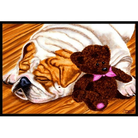 English Bulldog & Teddy Bear Indoor or Outdoor Mat- 18 x 27
