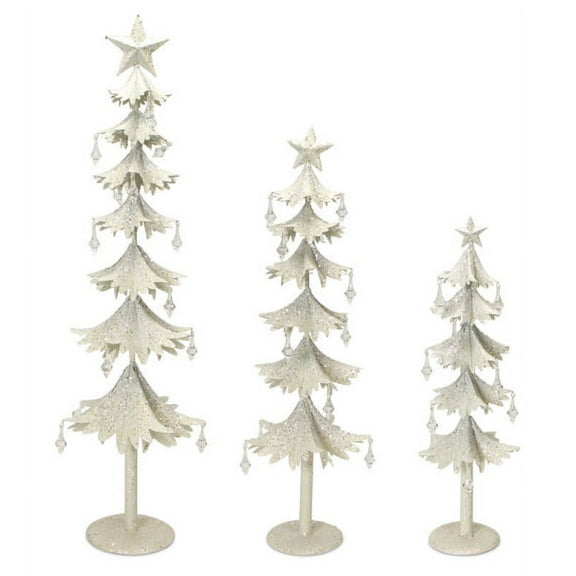 Melrose Cascading Jeweled and Glittered Christmas Metal Trees - 33" - Set of 3