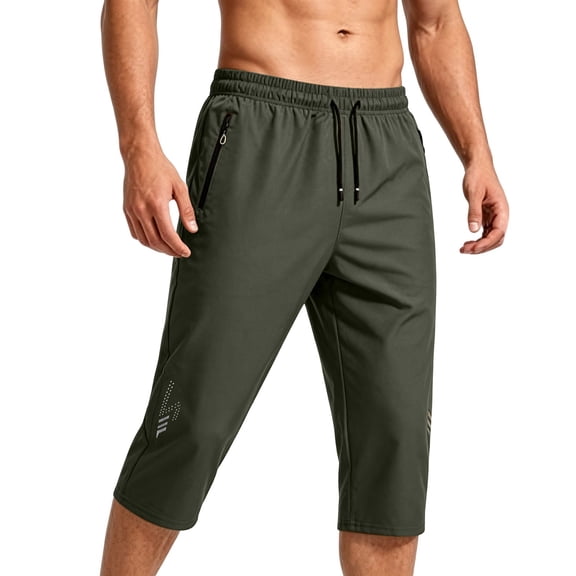 Eagokdc Sweat Capris Men Cotton Casual Drawstring Elastic Waist Loose Big And Tall Capri With Pockets Size XL-5XL