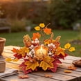 thumbnail image 5 of 1PC Fall Candle Ring Wreath with Maple Leaves and Berries, Decorative Ring for Pillar Candles, Farmhouse Table Centerpiece for Thanksgiving & Autumn Harvest Decor, 5 of 8