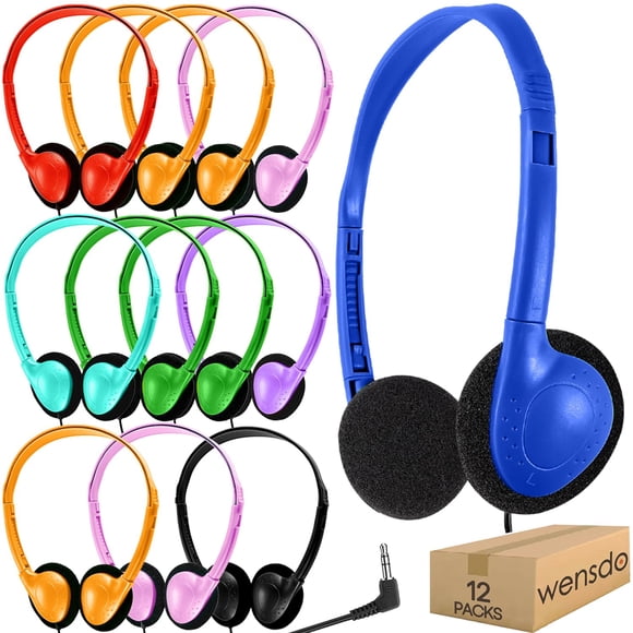 Auriculares infantiles Wensdo HY857, paquete de 12, con cable y multicolor