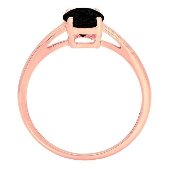 1 ct Oval Cut Natural Onyx Solitaire Engagement Ring for Women in 18K Rose Gold