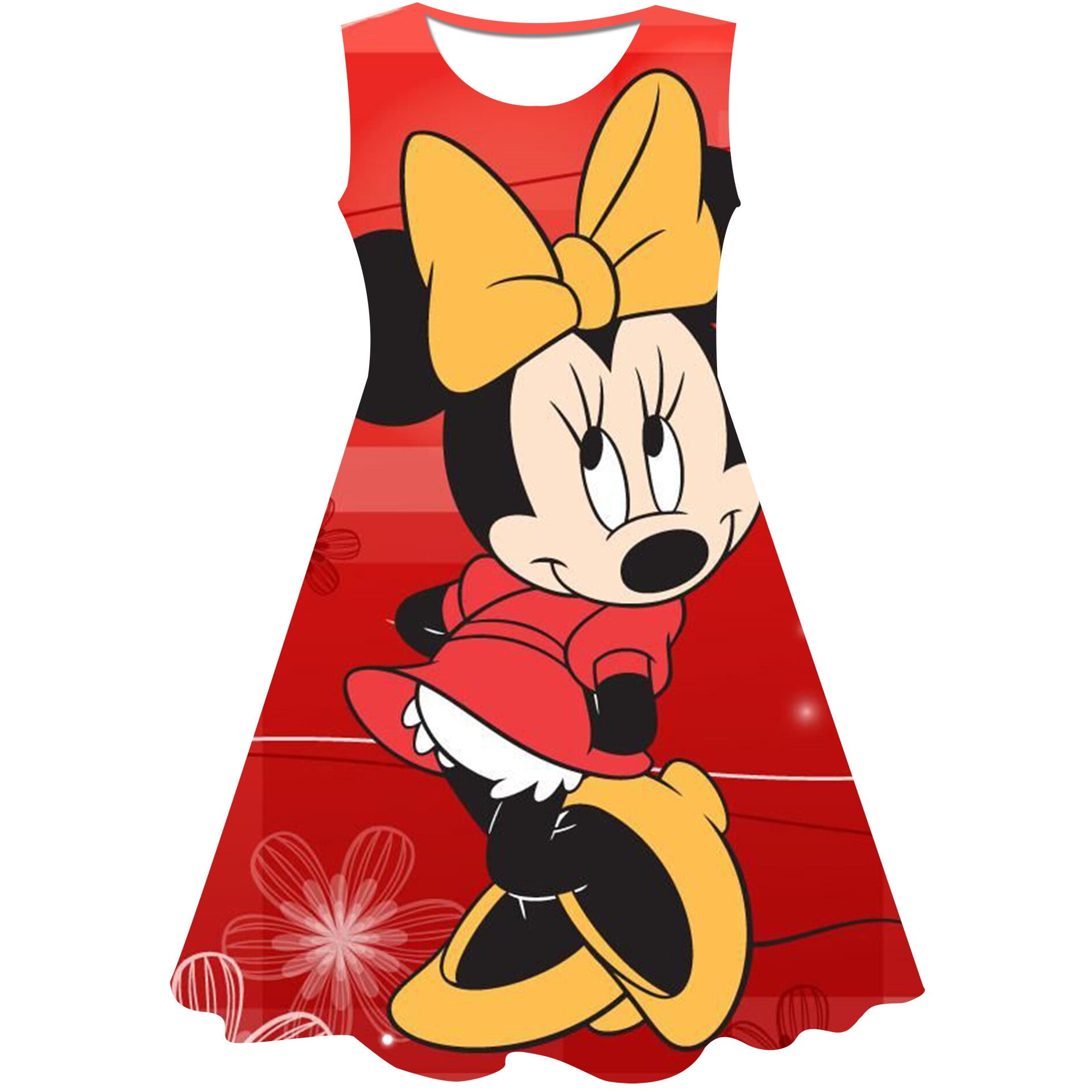 Disney Minnie Mickey Mouse impression 3D filles robe tenue décontractée  mignon fête d'anniversaire été Minnie Mickey confort robe de princesse