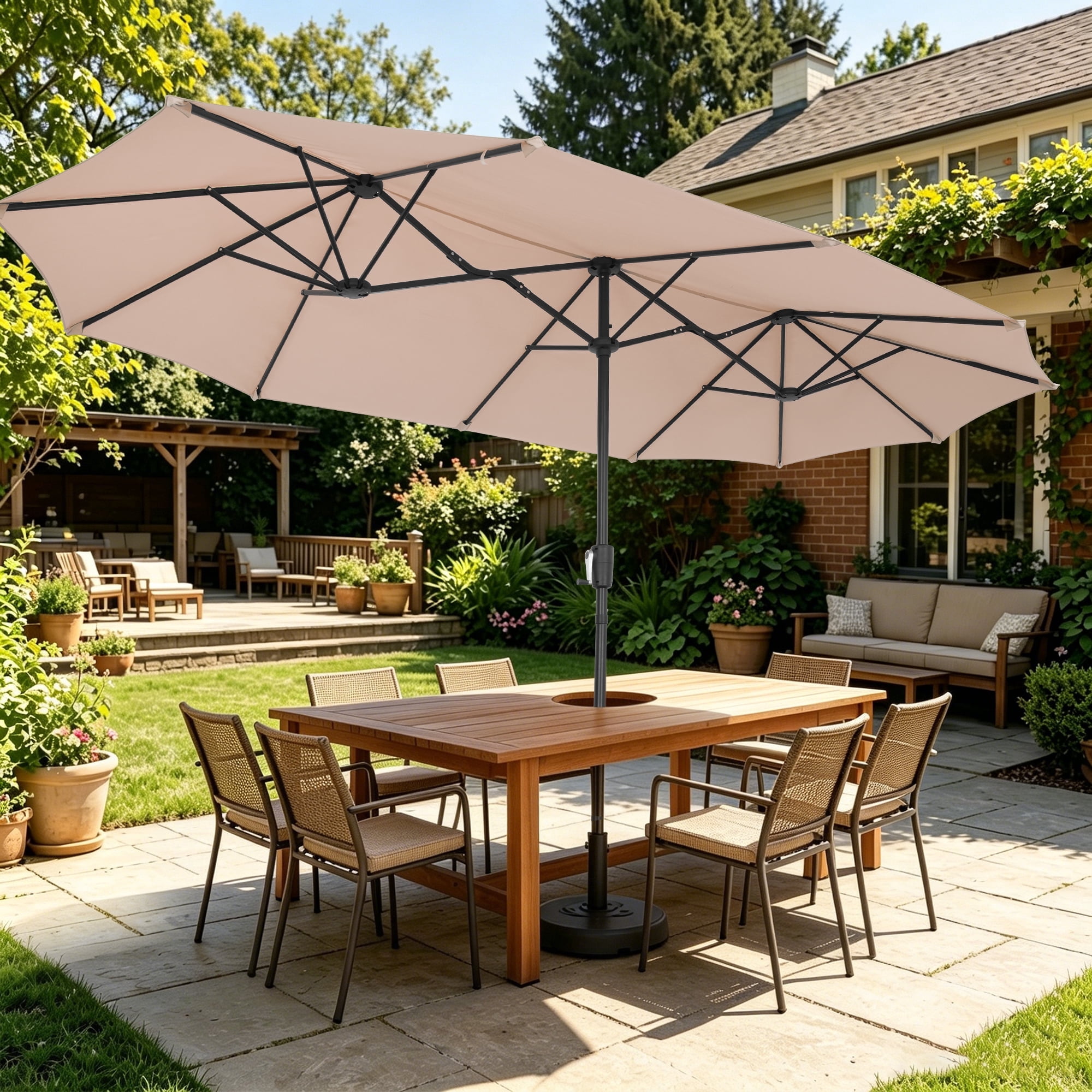 7.5 ft patio half umbrella Qidvol Rectangle Outdoor Half Umbrellas with Base for Balcony, Table, Garden, Deck, Porch, Rectangular Canopy 6ft/8ft, Height Adjustable (Color : Green, Size : Small) : Patio, Lawn With the crank and tilt mechanism of this product COBANA Half Rectangular Patio Umbrella,