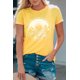 thumbnail image 1 of ABPHQTO Camiseta gráfica de manga corta con bloque de color de girasol amarillo para mujer, 1 of 5