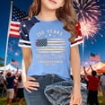 thumbnail image 2 of Glisme 4Th Of July Kids Boys Tops USA Letter American Flag Print Short Sleeve Crew Neck Shirt Summer Independence Day Comfortable Toddler Boys T-Shirt Size 4-5 Years Blue, 2 of 4