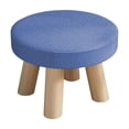 thumbnail image 2 of Topukaiba Round Stool Backless Counter Height Stool Solid Wood Legs Upholstered Seat Vanity Stool for Living Room Bedroom Makeup Desk Entryway Kids Stool, 10.6"x6.7", Blue, 2 of 6