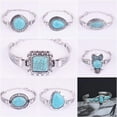 thumbnail image 2 of QQTDFG Vintage 925 Silver Women Turquoise Bangle Bracelet Bridal Wedding Jewelry Gifts-#9-18cm, 2 of 9