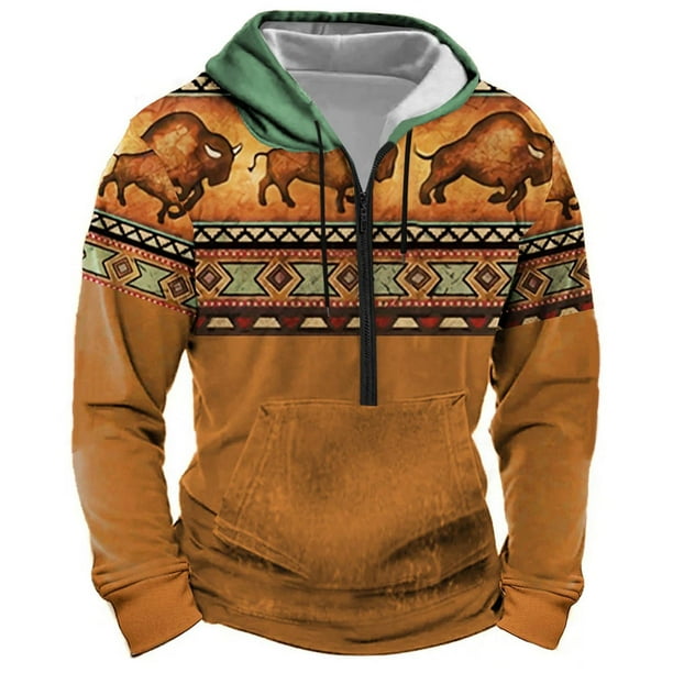 WILLBEST Sudaderas Navideñas con Estampado 3D y Cremallera para Hombre, Sudadera con Capucha y Bolsillo con Correa XXGrande