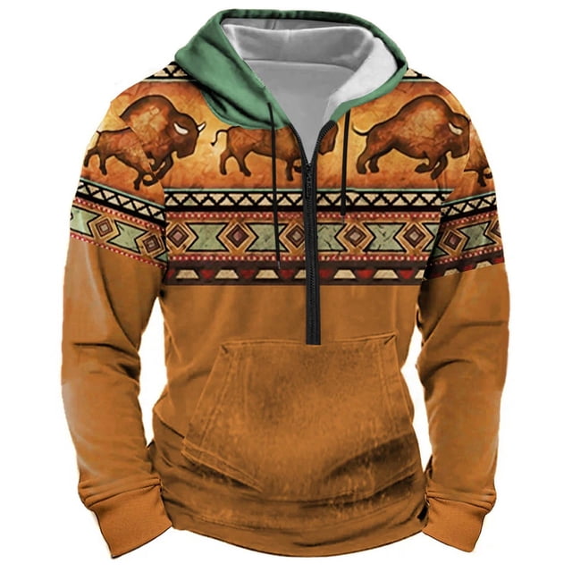 WILLBEST Sudaderas Navideñas con Estampado 3D y Cremallera para Hombre, Sudadera con Capucha y Bolsillo con Correa Mediana