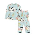 thumbnail image 2 of Junzan Cute Cows Print Womens Pajama Sets,Long Sleeve Button Down For Women Pjs 2 Piece, 2 of 9