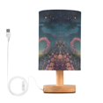thumbnail image 2 of Lamp Printed Gifts Table Lamp USB Bedside Desk Nightstand Lamp Wood Base for Bedroom Living Room Office Desk College Dorm Heart-shaped Garlands Float, 2 of 7