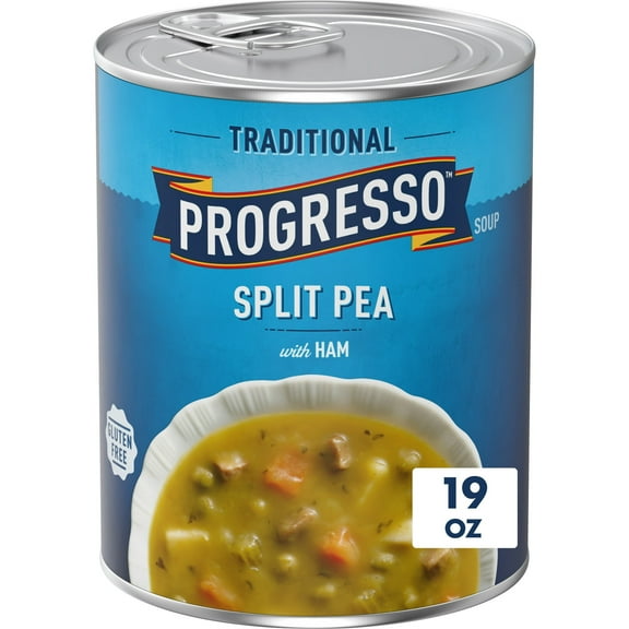 Progresso Split Pea With Ham Soup, Traditional Canned Soup, Gluten Free, 19 oz (Pack of 4)