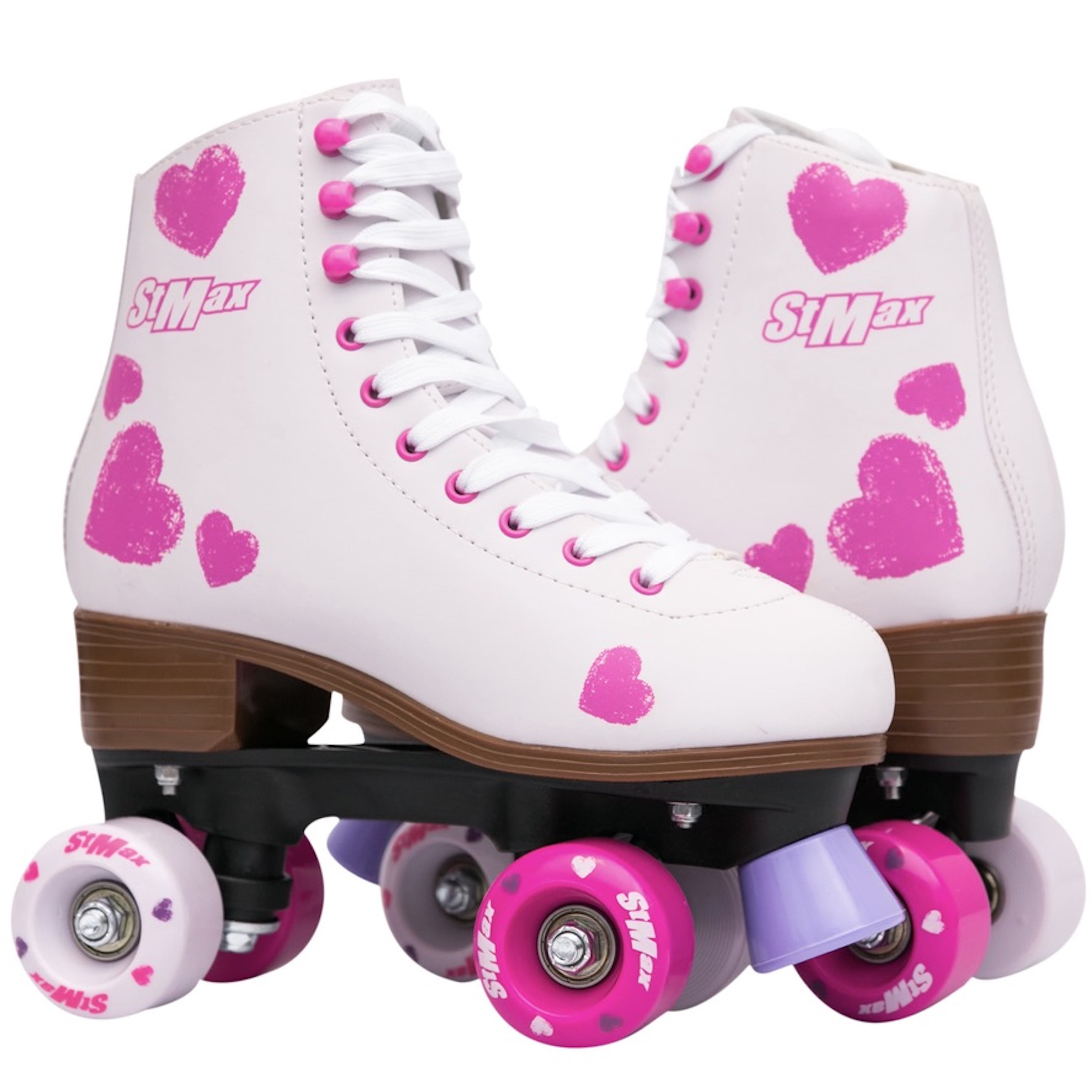 Stmax Quad Roller Skates forWomen Size 8 Derby classic Vintage floral Pink 