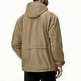 thumbnail image 7 of Mens Packable Waterproof Jackets Lightweight Hooded Windbreaker Outwear Jacket Golf Shell Long Sleeve Rain Coat Khaki, 3XL, 7 of 7