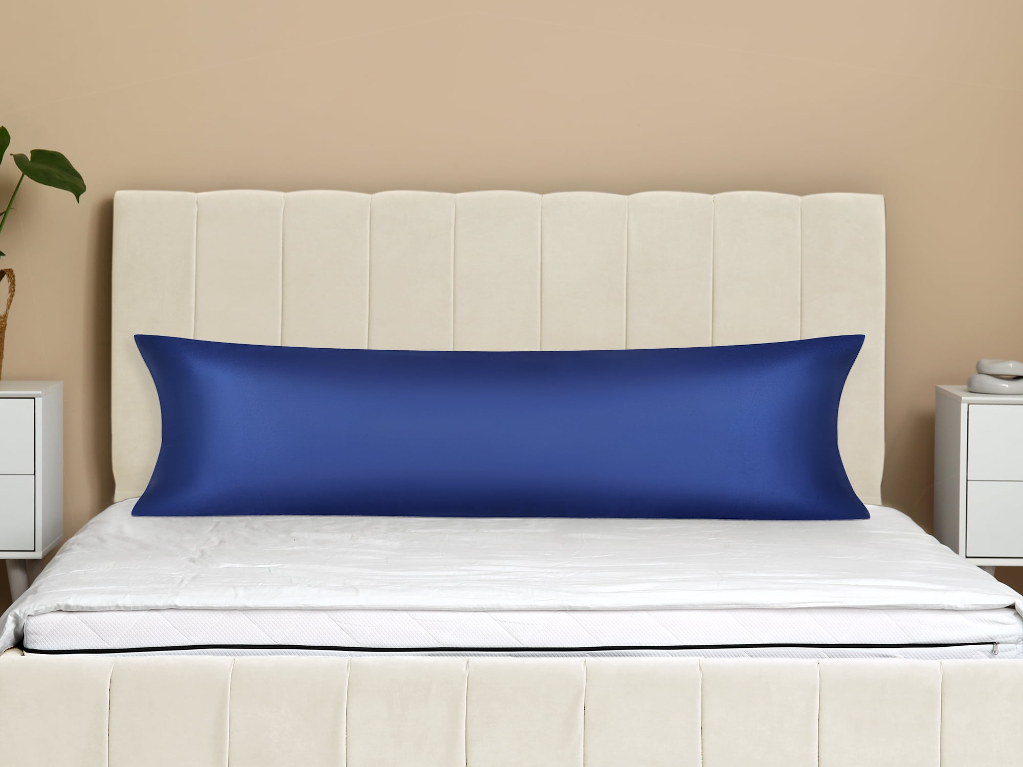 Unique Bargains Satin Pillow Cases Set of 2 Cooling Pillow Covers Navy Blue