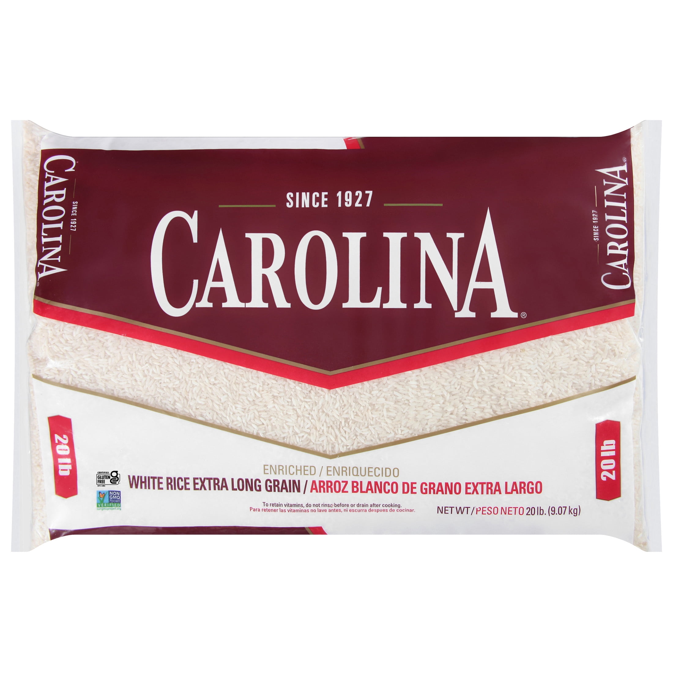 (2 pack) Carolina Enriched White Rice, Extra Long Grain, 20 lb Bag