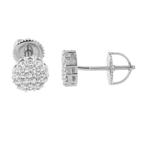 Cubic Zirconia Cluster Earrings - 14k White Gold Finish Earrings Cluster Set Lab Created Cubic Zirconias Flower Design Screw Back Studs Men