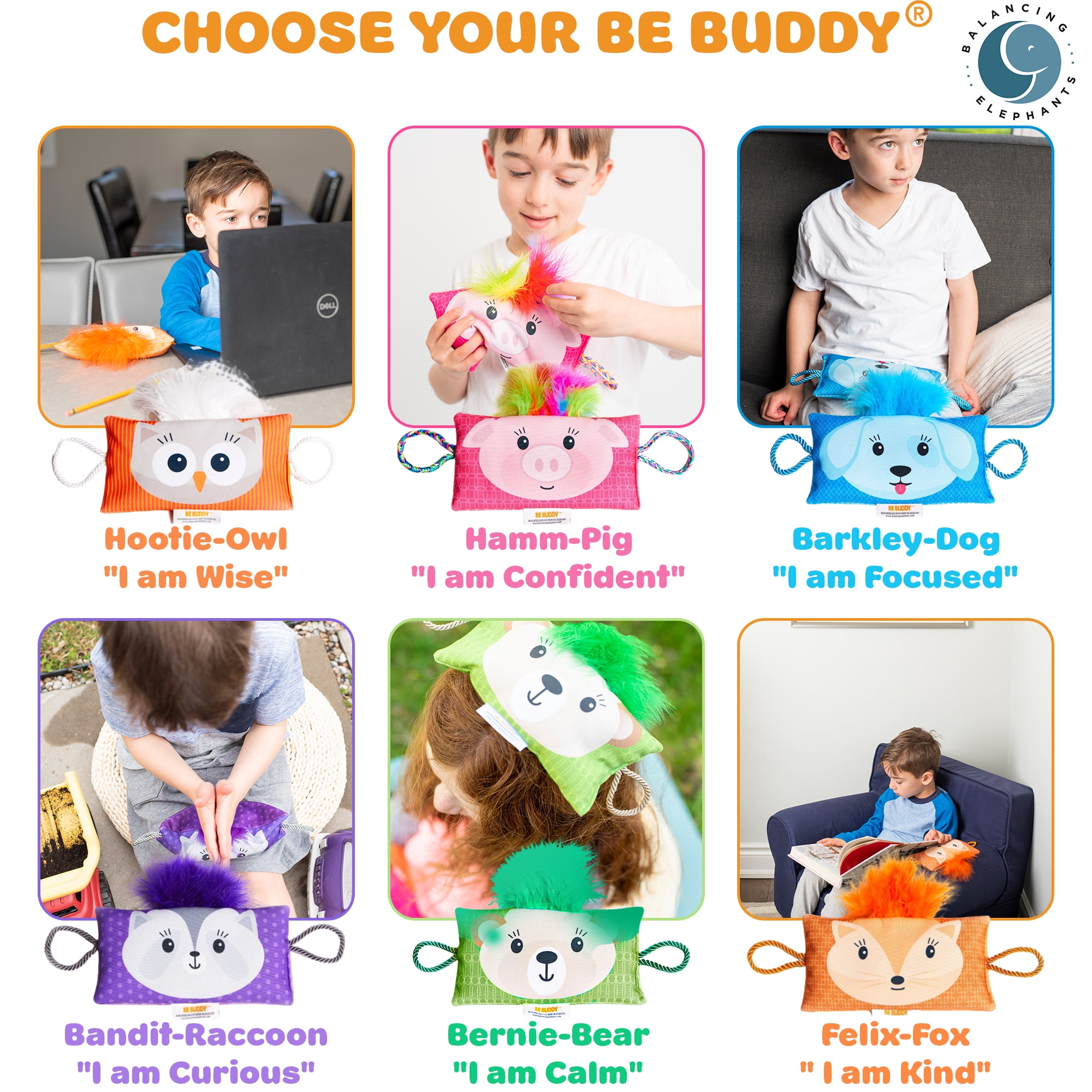 BE Buddy Multi-Sensory Weighted Stuffed Animal, Diaphragmatic Breathing Pillow & Lavender-Scented Eye Pillow for Kids | Calming Sensory Toys - Anxiety Relief, Stress Management | Blue