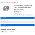 thumbnail image 2 of Front Brake Rotor - Compatible with 1984 - 1993 Chrysler New Yorker 1985 1986 1987 1988 1989 1990 1991 1992, 2 of 2