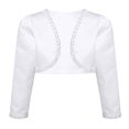 thumbnail image 1 of DPOIS Kids Girls Open Front Dress Coat Long Sleeves Flower Girls Wedding Dress Cover Up Bolero Shrug, 1 of 5