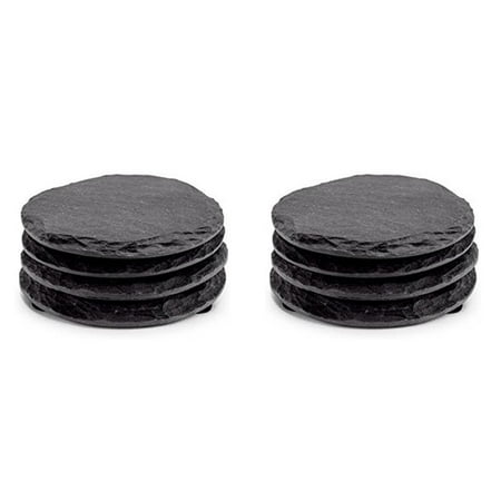 

8 PCS Round Slate Black Coasters Handmade Coasters for Drinks Beverages Wine Glasses