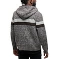 thumbnail image 3 of CULTURA AZURE Mens Zip Up Plaid Lined Knit Cardigan Hooded Sweater, Full Zip Classic Fit Sweater with Stripes & Lining, Dusty Chocolate/Oatmeal, S, 3 of 8