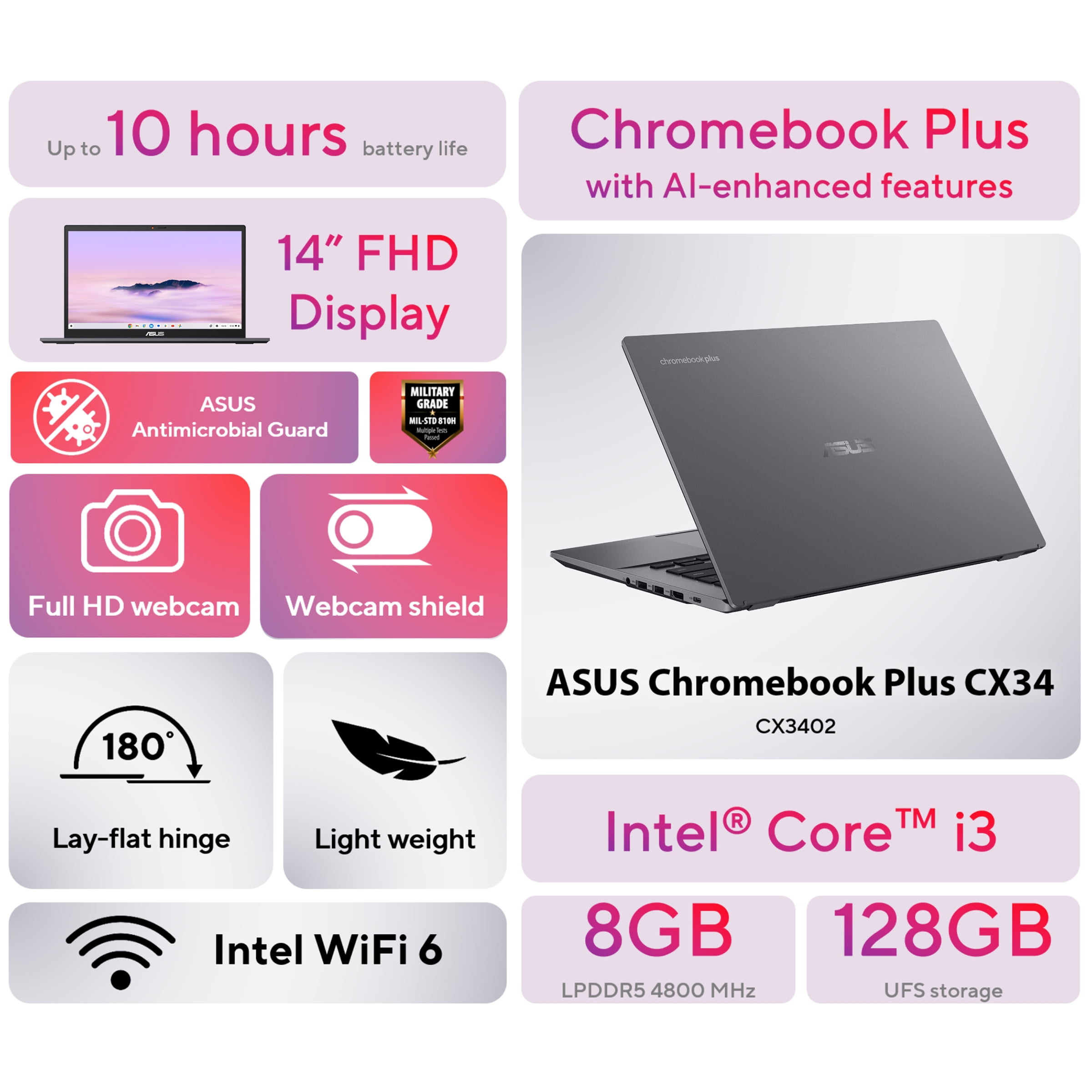 ASUS Chromebook Plus CX34 14 inch Touch Laptop with Google ASUS Chromebook Plus CX34 14 inch Touch Laptop with Google