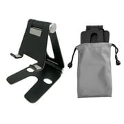 Pokanic Cell Phone Fully Foldable Stand Dock Holder Cradle Mount Organizer Charger Station Table Desk Bed Office School Kitchen Travel Portable Adjustable Multi-Angle Aluminum Pouch (Black)