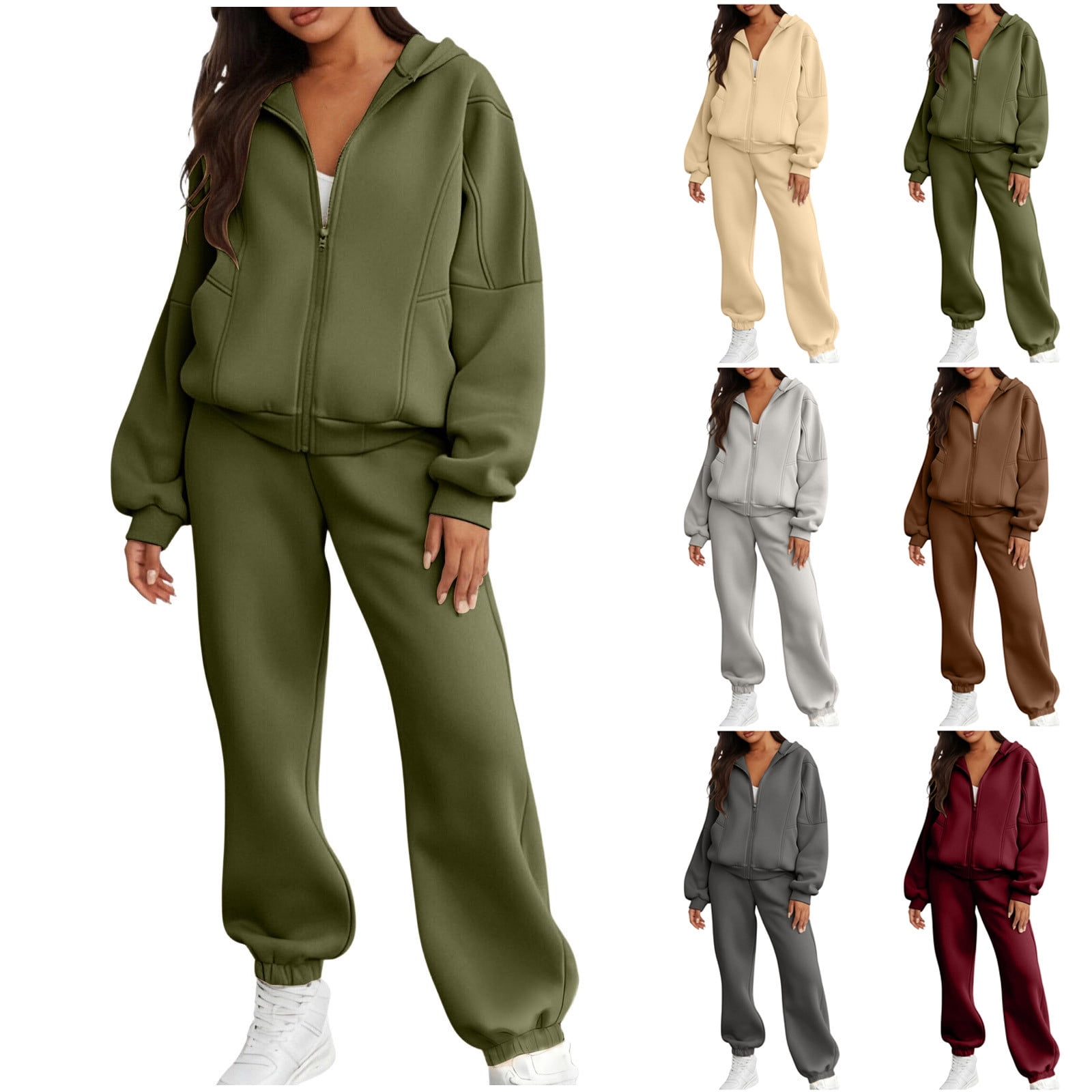 Athletic Works Women's Plus Size Active Velour Zip-Up Tracksuit