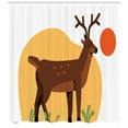 thumbnail image 3 of Deer Hunting Shower Curtain, Happy Reindeer Colorful Meadow Illustration, Fabric Bathroom Set with Hooks, 69"W X 75"L Long, Vermilion Lime Green Mustard and Redbrown, by Ambesonne, 3 of 3