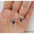thumbnail image 2 of Gold Hummingbird Threader Earrings Hoop Earrings-elegant Rhinestone Hummingbird Long Chain Dangle Drop Earrings For Women Girls 2 Pairs, 2 of 4