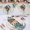 thumbnail image 2 of Cloth Napkins Set of 2 - 20x20 Inches, Aqua Brown Washable Reusable Table Napkins, Rustic Farmhouse Dog Paw Vintage Soft & Absortbent Dining Napkin for Party Wedding Hotel Restaurant, 2 of 8