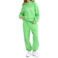 thumbnail image 4 of Fesfesfes Kids Winter Printed Hooded Sweatshirt with Cuffed Jogger Pants Fleece Lined Warm 2 Piece Set Boys Girls Casual Sporty Outfit Long Sleeve Hoodie Tracksuit(Mint Green#1,2-3 Years), 4 of 5